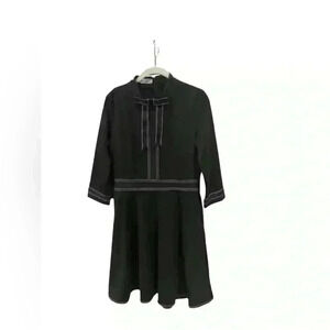 Coeur De Vague Black Sheath Dress Size 8 – Knee Length, 3/4 Sleeve, Elegant Bow